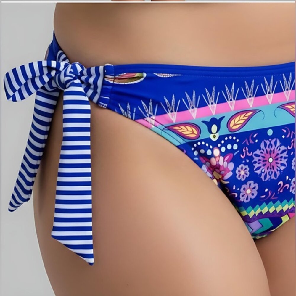 Boho Print Knot Side 2pc Bikini Swimsuit Bathing Suit - Picture 3 of 9